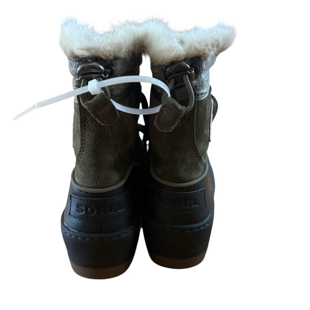 Sorel Women’s Tivoli III Waterproof Suede Green Grey Snow Boots Size 7 - Picture 2 of 5